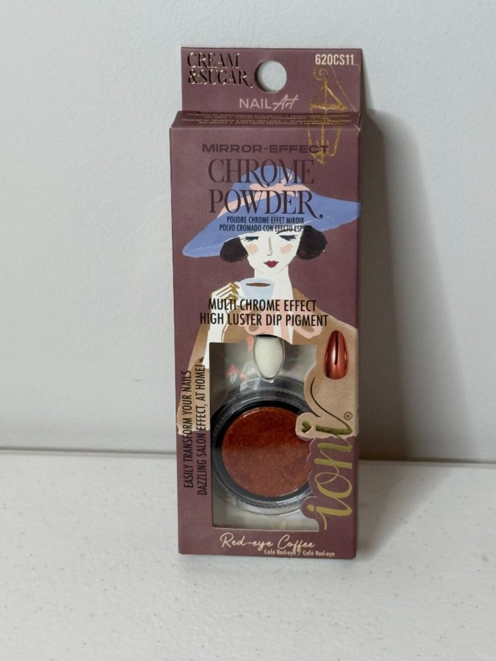 Ioni Cream & Sugar Red-eye Coffee Chrome Powder Fall Nails New
